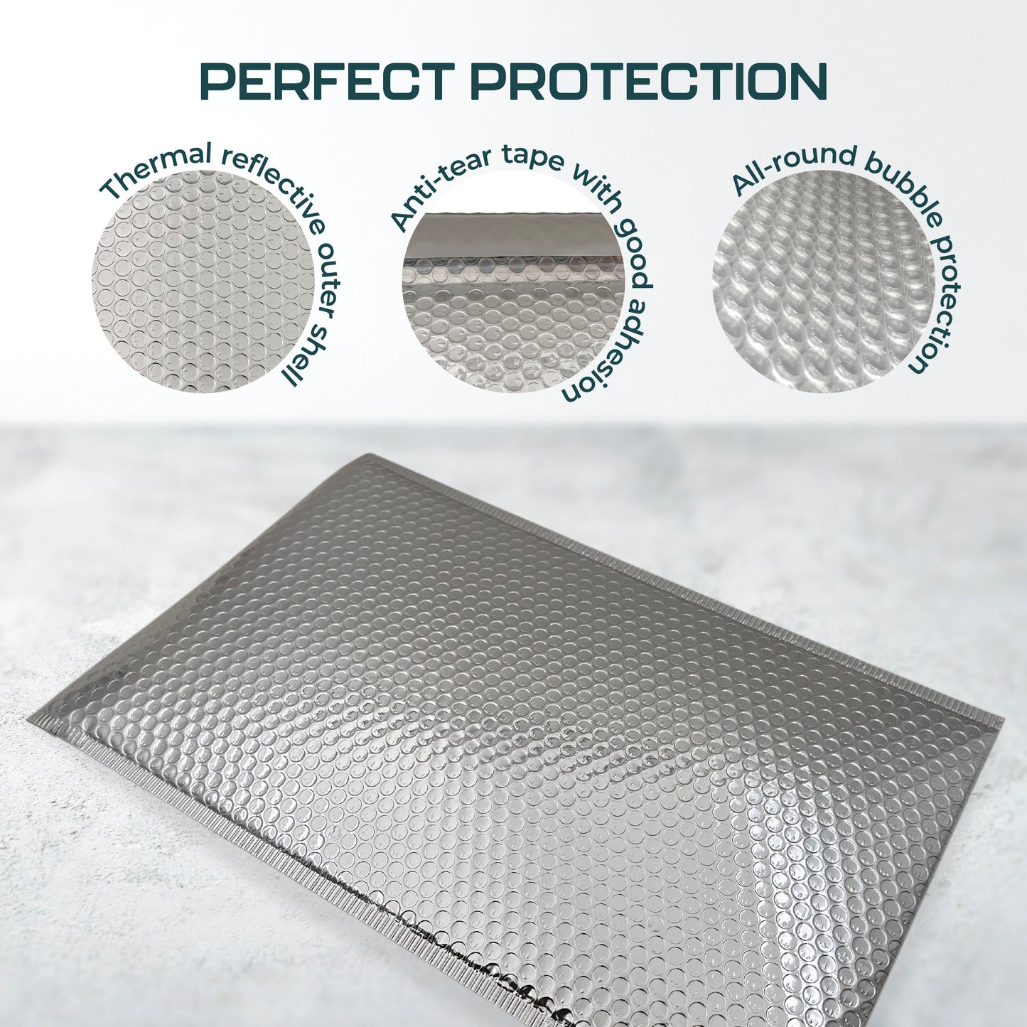 Silver Thermal Bubble Mailers 9x11” - 350/Box | Heavy-Duty Padded Envelopes for Hot & Cold Goods | 180 GSM | Leakproof, Waterproof, Tearproof