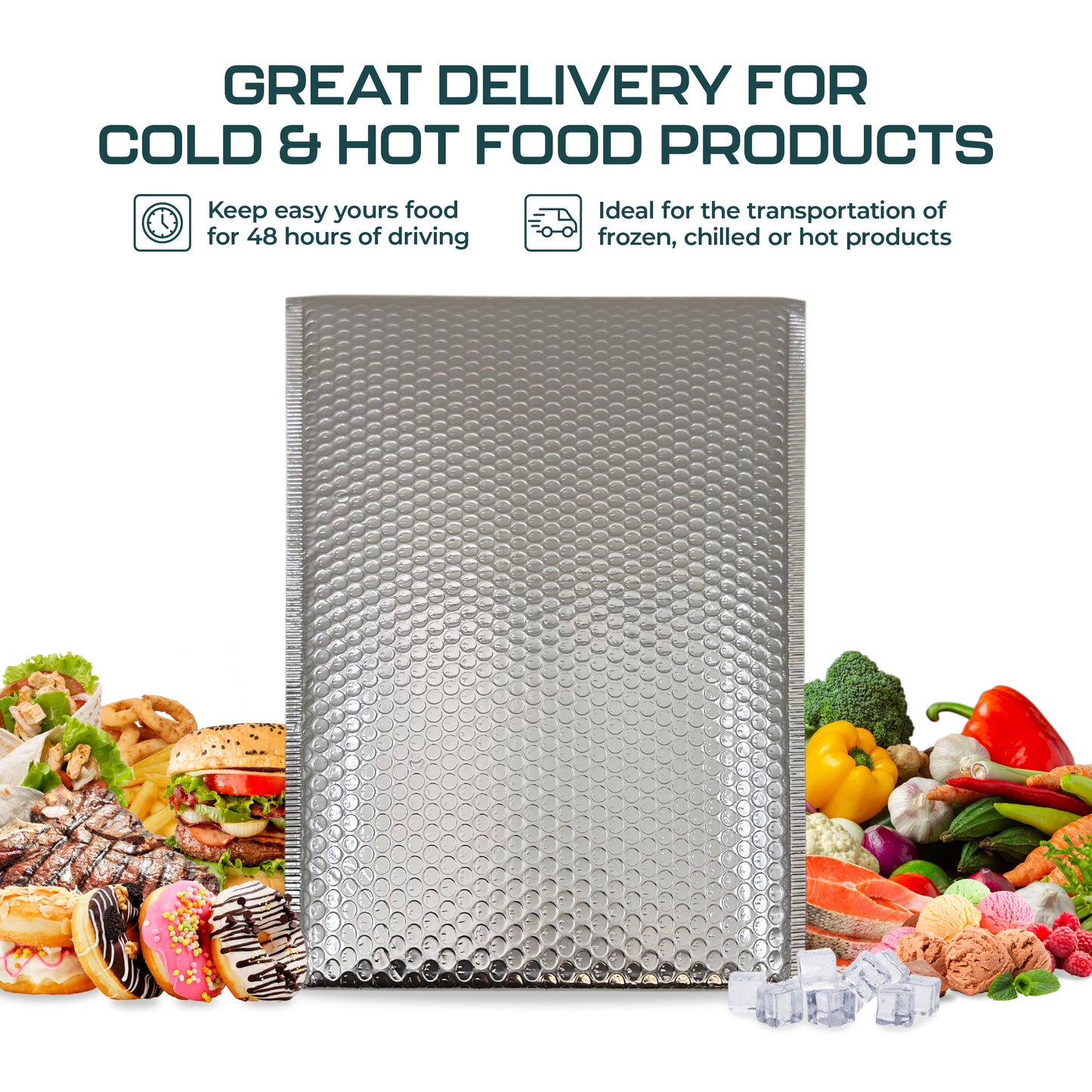 Silver Thermal Bubble Mailers 9x11” - 350/Box | Heavy-Duty Padded Envelopes for Hot & Cold Goods | 180 GSM | Leakproof, Waterproof, Tearproof