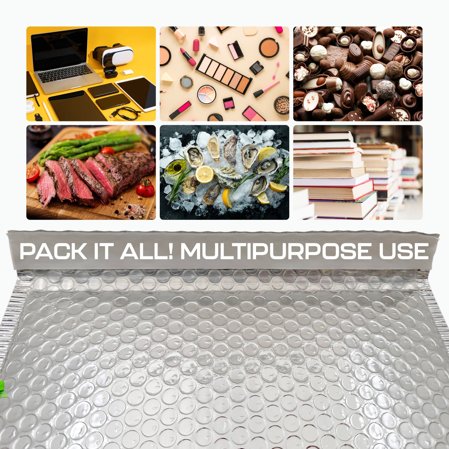 Silver Thermal Bubble Mailers 9x11” - 350/Box | Heavy-Duty Padded Envelopes for Hot & Cold Goods | 180 GSM | Leakproof, Waterproof, Tearproof