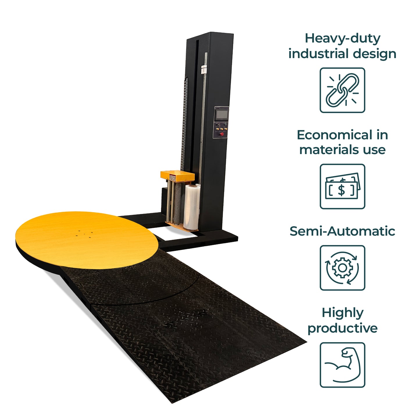 High-Performance Pallet Stretch Wrapper with Extended Ramp | Efficient, Reliable, User-Friendly