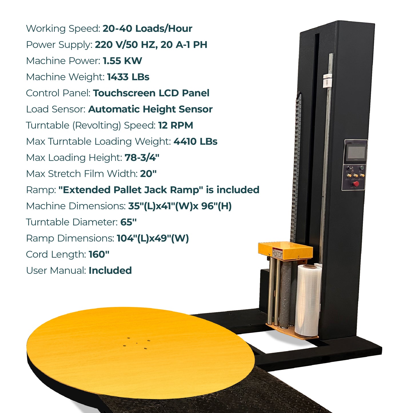 High-Performance Pallet Stretch Wrapper with Extended Ramp | Efficient, Reliable, User-Friendly