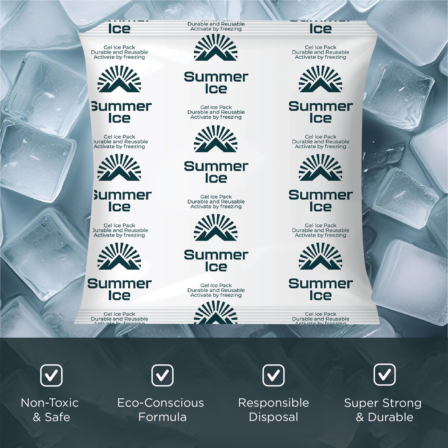 Pallet of 1,800 Pre-Frozen Gel Ice Packs | 1 lb Each | 36 per Case, 50 Cases