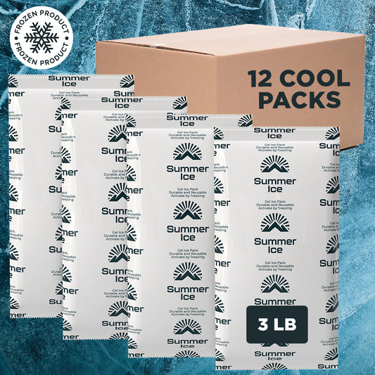 Pallet of 600 Pre-Frozen Gel Ice Packs | 3 lb - Long Size | 12 per Case, 50 Cases