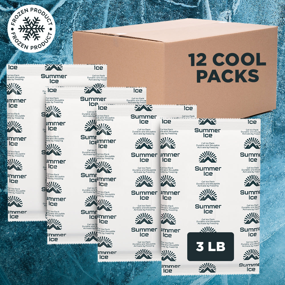 Pallet of 600 Pre-Frozen Gel Ice Packs | 3 lb Each | 12 per Case, 50 Cases