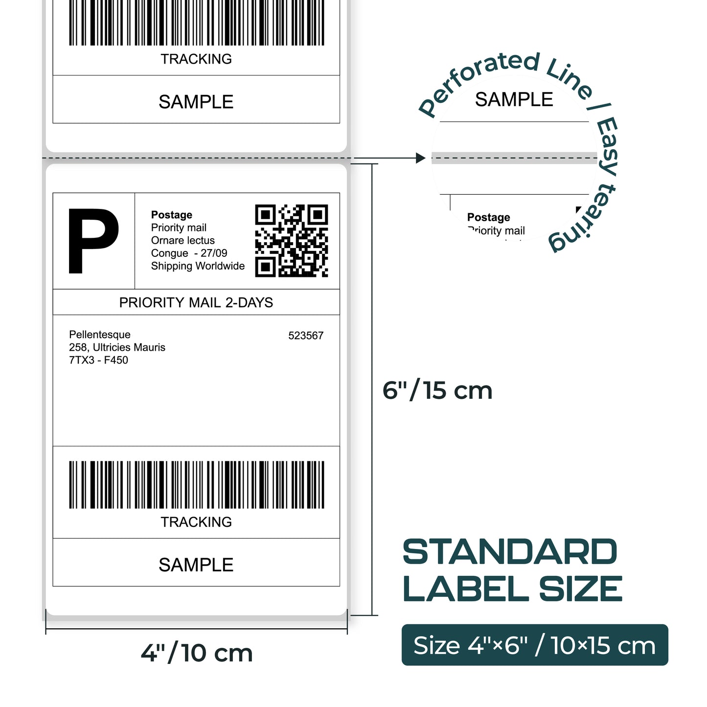 4x6 Direct Thermal Shipping Labels – 500 Labels/Roll, 18 Rolls/Box | Zebra, Rollo Compatible