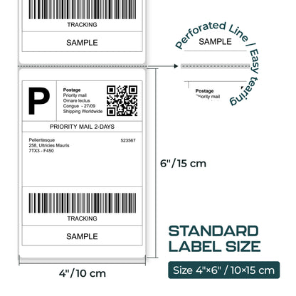 4x6 Direct Thermal Shipping Labels – 500 Labels/Roll, 18 Rolls/Box | Zebra, Rollo Compatible