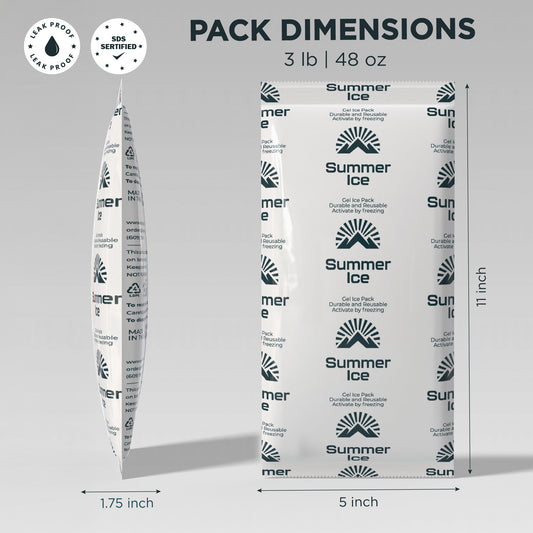 Pallet of 600 Gel Ice Packs | 3 lb - Long Size | 12 per Case, 50 Cases