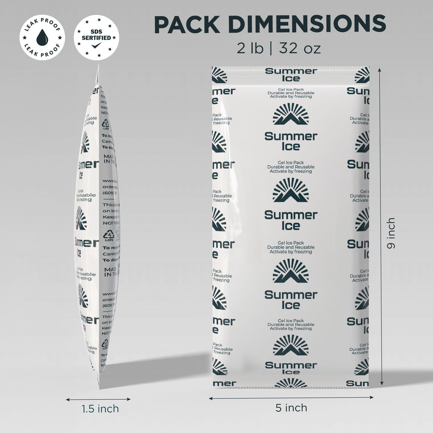 Pallet of 900 Gel Ice Packs | 2 lb - Long Size | 18 per Case, 50 Cases